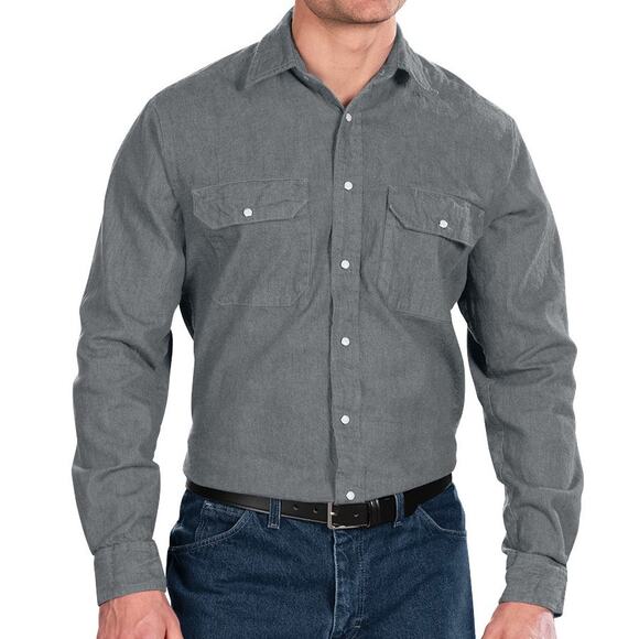 UniFirst Pearl Snap Western Long Sleeve Denim Mens Shirt Size L Cowboy Workwear - Picture 1 of 7